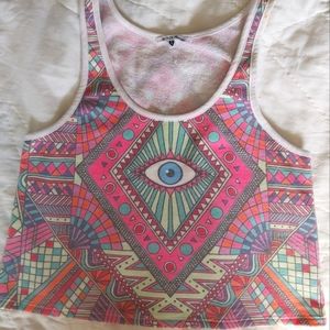 Wildfox Eyeprint Crop Top